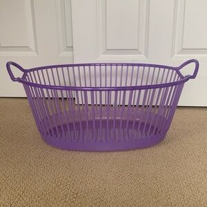 VTG MCM Purple Laundry Basket Retro Mid Century Quality Hard Plastic HTF Handles